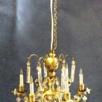 Antique 6 Candle Crystal Chandelier